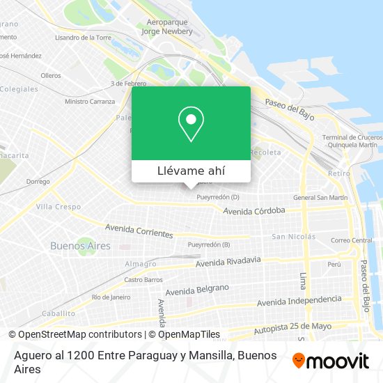 Mapa de Aguero al 1200 Entre Paraguay y Mansilla