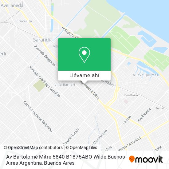 Mapa de Av  Bartolomé Mitre 5840  B1875ABO Wilde  Buenos Aires  Argentina