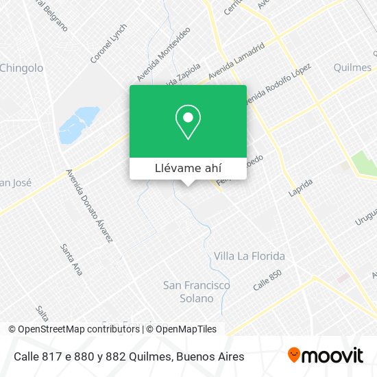 Mapa de Calle 817 e  880 y 882  Quilmes