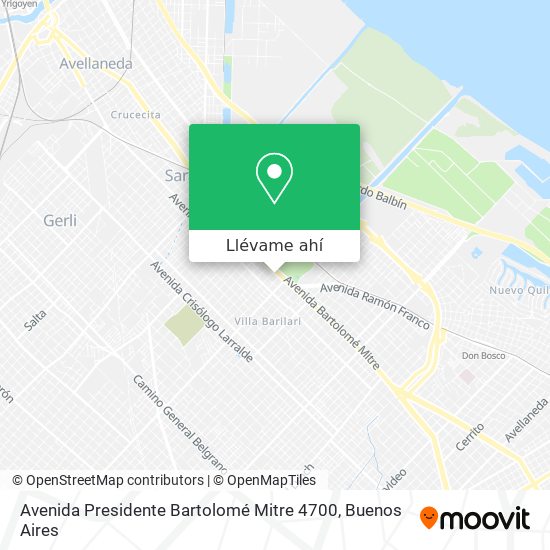 Mapa de Avenida Presidente Bartolomé Mitre 4700