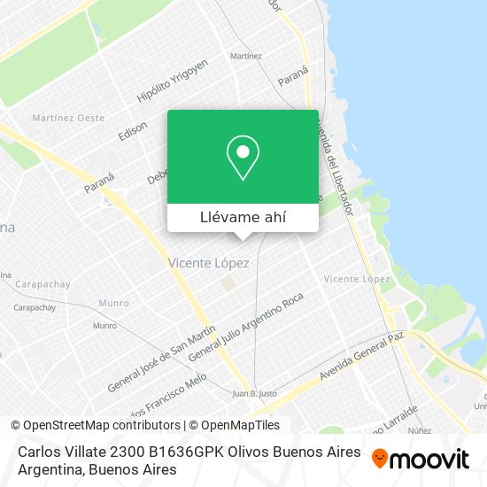 Mapa de Carlos Villate 2300  B1636GPK Olivos  Buenos Aires  Argentina