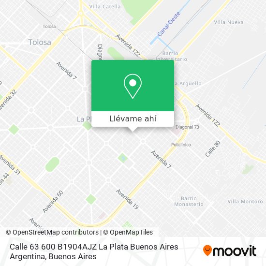 Mapa de Calle 63 600  B1904AJZ La Plata  Buenos Aires  Argentina