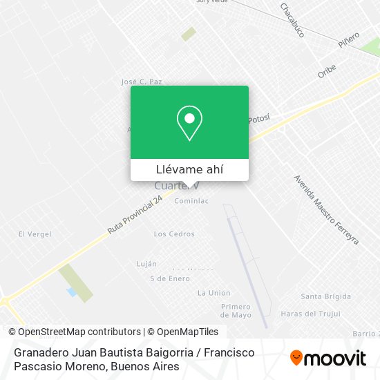 Mapa de Granadero Juan Bautista Baigorria / Francisco Pascasio Moreno