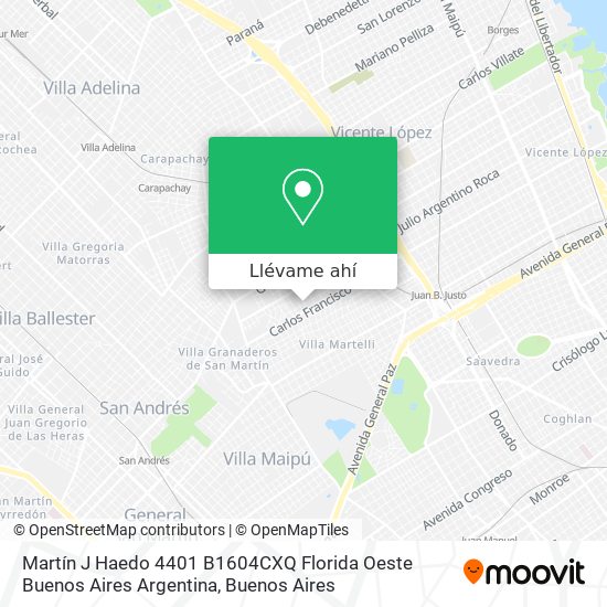 Mapa de Martín J  Haedo 4401  B1604CXQ Florida Oeste  Buenos Aires  Argentina