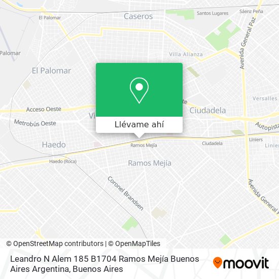 Mapa de Leandro N  Alem 185  B1704 Ramos Mejía  Buenos Aires  Argentina