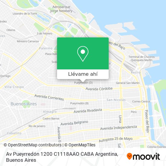 Mapa de Av  Pueyrredón 1200  C1118AAO CABA  Argentina