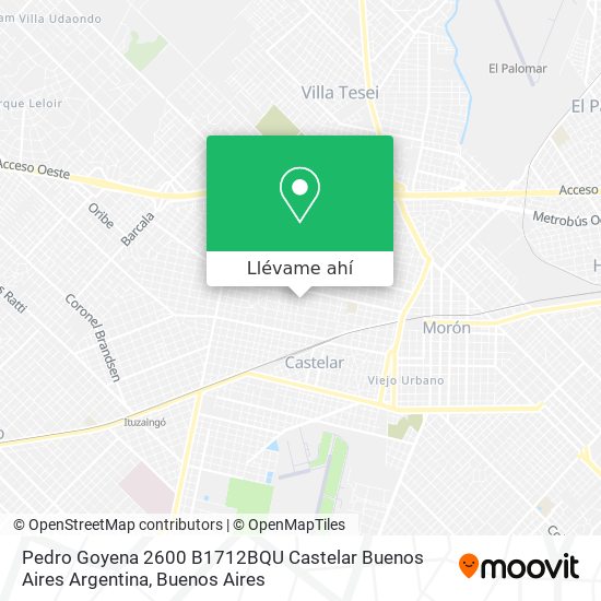 Mapa de Pedro Goyena 2600  B1712BQU Castelar  Buenos Aires  Argentina