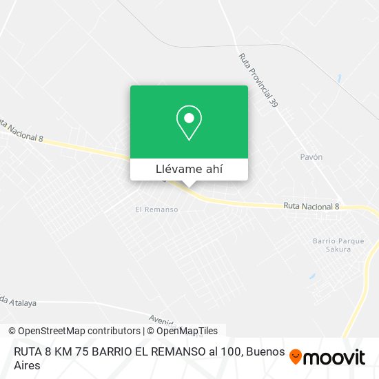 Mapa de RUTA 8 KM 75 BARRIO EL REMANSO al 100