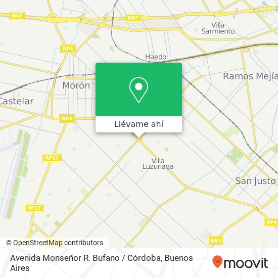 Mapa de Avenida Monseñor R. Bufano / Córdoba