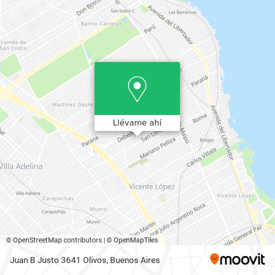 Mapa de Juan B  Justo 3641  Olivos