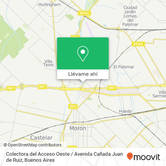 Mapa de Colectora del Acceso Oeste / Avenida Cañada Juan de Ruiz