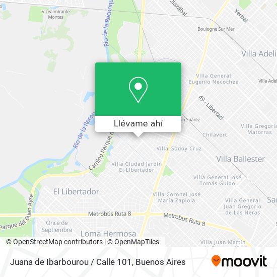 Mapa de Juana de Ibarbourou / Calle 101