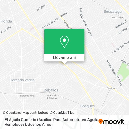 Cómo llegar a El Aguila Gomería (Auxilios Para Automotores-Aguila Remolques)  en Berazategui en Colectivo o Tren?