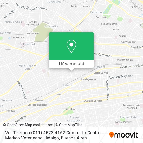 Mapa de Ver Teléfono (011) 4573-4162 Compartir Centro Medico Veterinario Hidalgo