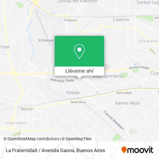 Mapa de La Fraternidad / Avenida Gaona