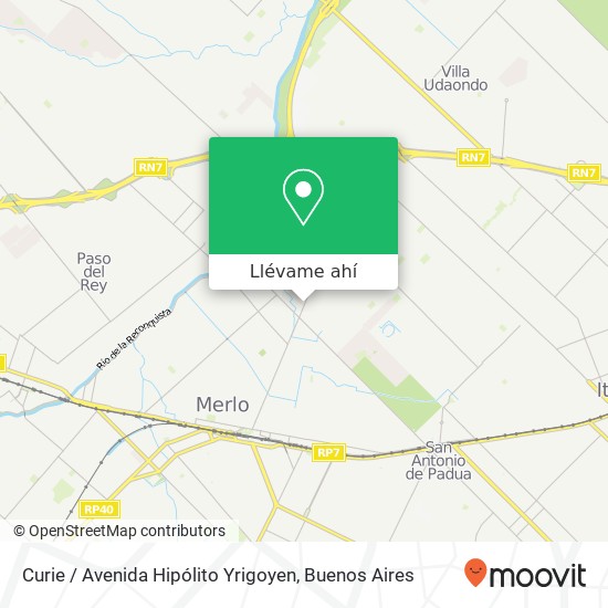 Mapa de Curie / Avenida Hipólito Yrigoyen