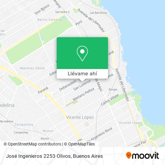 Mapa de José Ingenieros 2253  Olivos