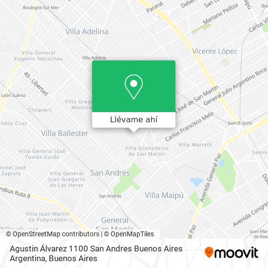 Mapa de Agustin Álvarez 1100  San Andres  Buenos Aires  Argentina