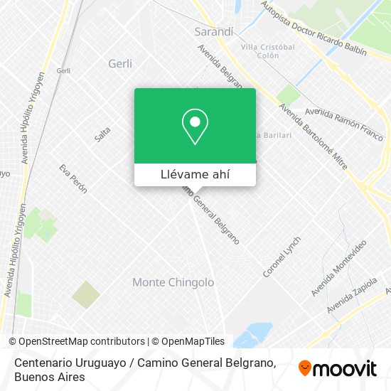 Mapa de Centenario Uruguayo / Camino General Belgrano