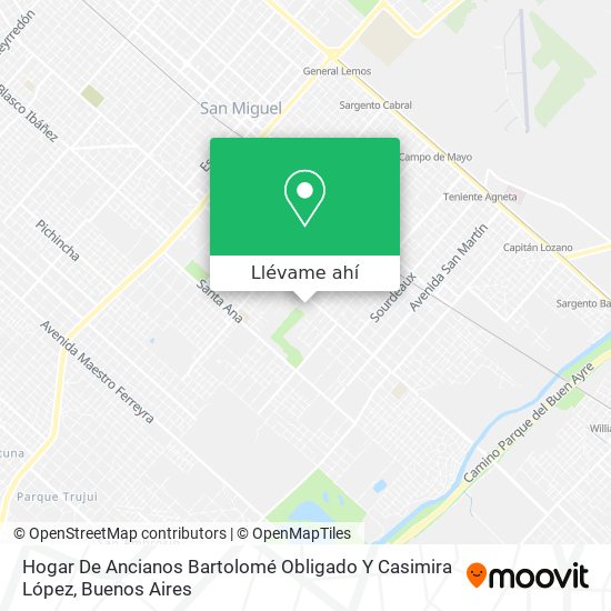 Mapa de Hogar De Ancianos Bartolomé Obligado Y Casimira López