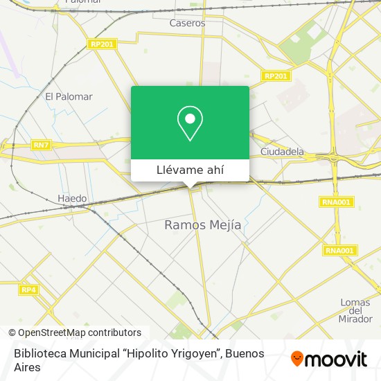 Mapa de Biblioteca Municipal “Hipolito Yrigoyen”