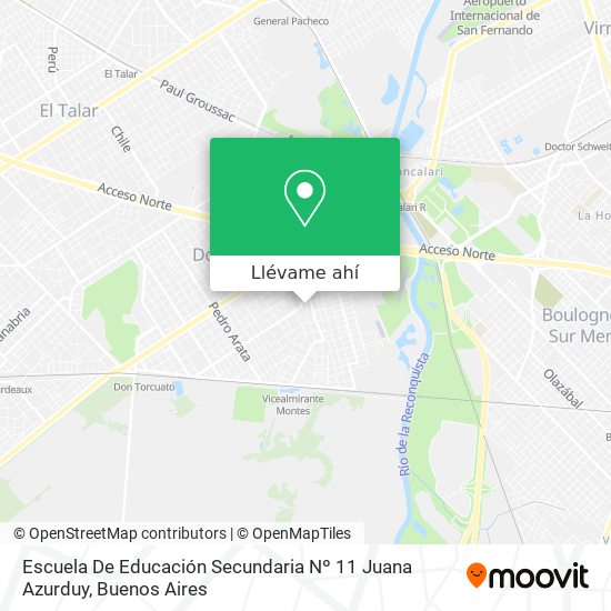 Mapa de Escuela De Educación Secundaria Nº 11 Juana Azurduy
