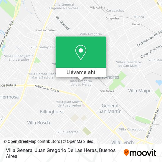 Mapa de Villa General Juan Gregorio De Las Heras