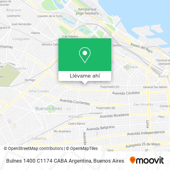 Mapa de Bulnes 1400  C1174 CABA  Argentina