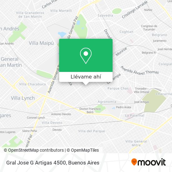 Mapa de Gral  Jose G  Artigas 4500