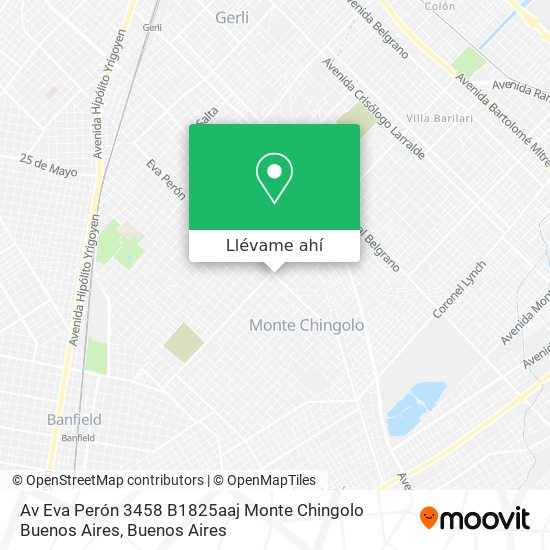 Mapa de Av  Eva Perón 3458  B1825aaj Monte Chingolo  Buenos Aires