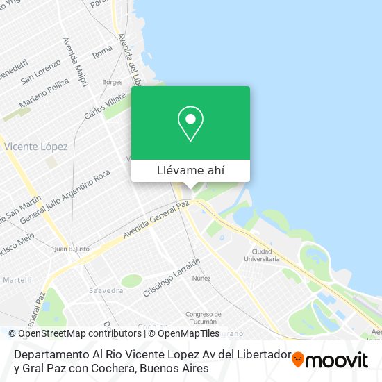 Mapa de Departamento Al Rio Vicente Lopez  Av del Libertador y Gral  Paz  con Cochera