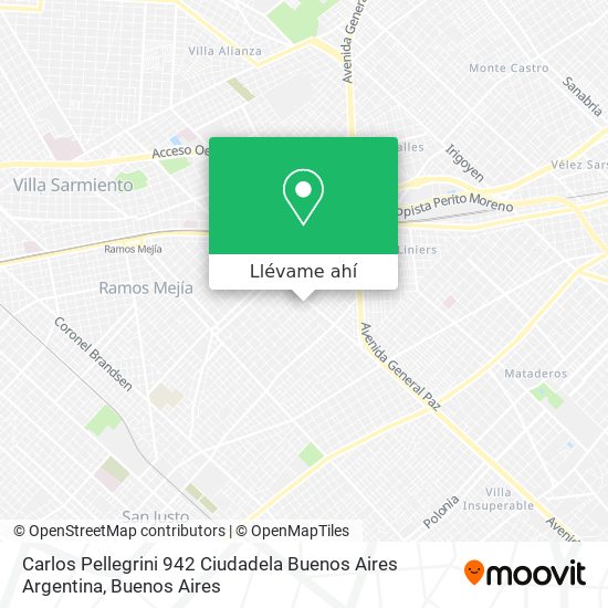 Mapa de Carlos Pellegrini 942  Ciudadela  Buenos Aires  Argentina