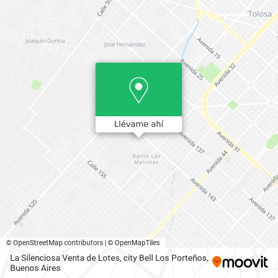 Mapa de La Silenciosa Venta de Lotes, city Bell Los Porteños