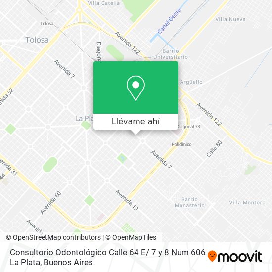 Mapa de Consultorio Odontológico Calle 64 E/ 7 y 8 Num 606 La Plata