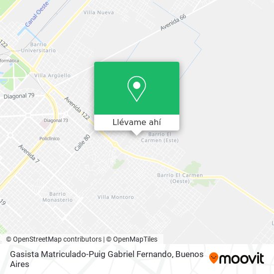 Mapa de Gasista Matriculado-Puig Gabriel Fernando
