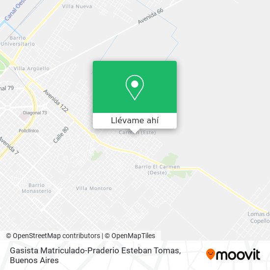 Mapa de Gasista Matriculado-Praderio Esteban Tomas