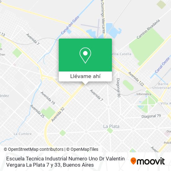 Mapa de Escuela Tecnica Industrial Numero Uno Dr Valentin Vergara La Plata 7 y 33