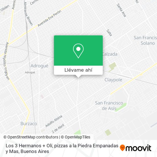 Mapa de Los 3 Hermanos + Olí, pizzas a la Piedra Empanadas y Mas