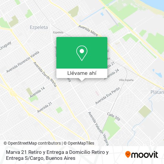 Mapa de Marva 21 Retiro y Entrega a Domicilio Retiro y Entrega S / Cargo