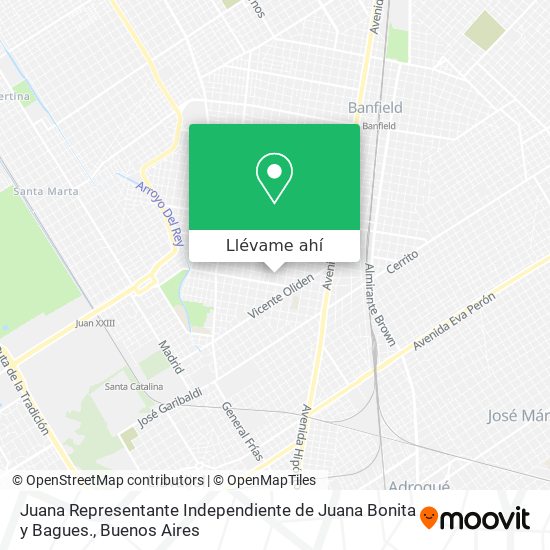 Mapa de Juana Representante Independiente de Juana Bonita y Bagues.