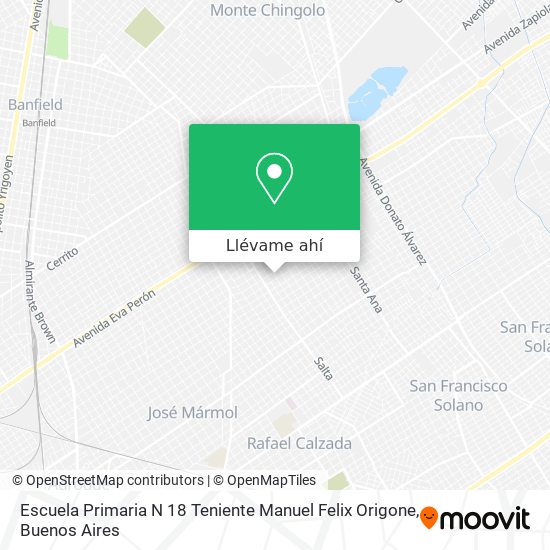 Mapa de Escuela Primaria N 18 Teniente Manuel Felix Origone