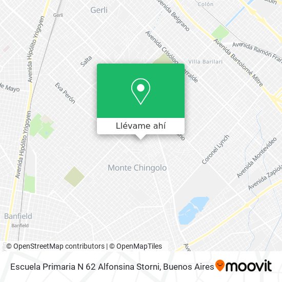 Mapa de Escuela Primaria N 62 Alfonsina Storni