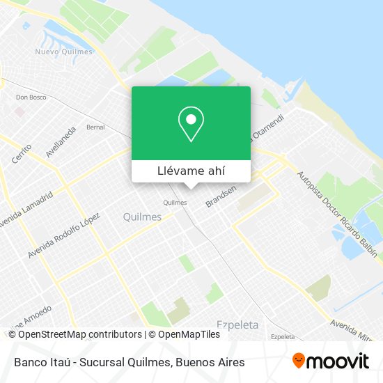Mapa de Banco Itaú - Sucursal Quilmes