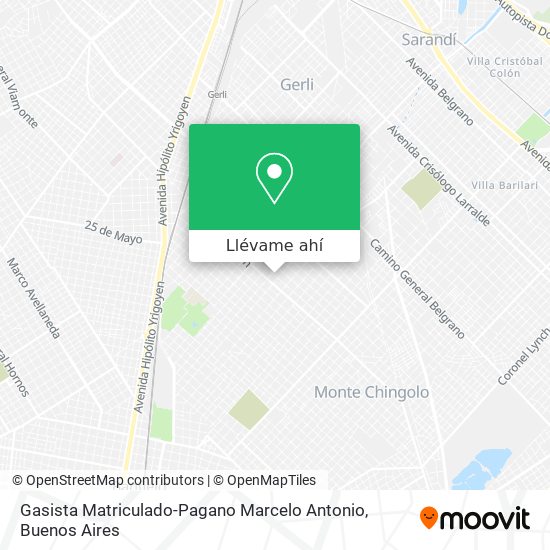 Mapa de Gasista Matriculado-Pagano Marcelo Antonio