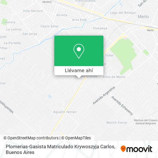 Mapa de Plomerias-Gasista Matriculado Krywoszyja Carlos