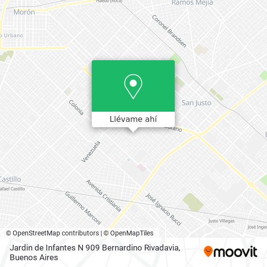 Mapa de Jardin de Infantes N 909 Bernardino Rivadavia