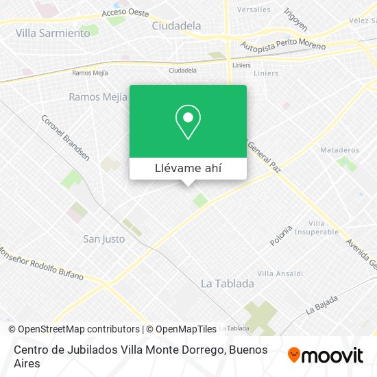 Mapa de Centro de Jubilados Villa Monte Dorrego
