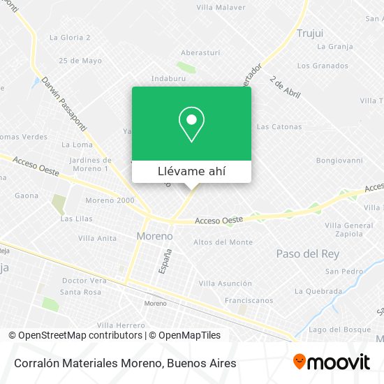 Mapa de Corralón Materiales Moreno
