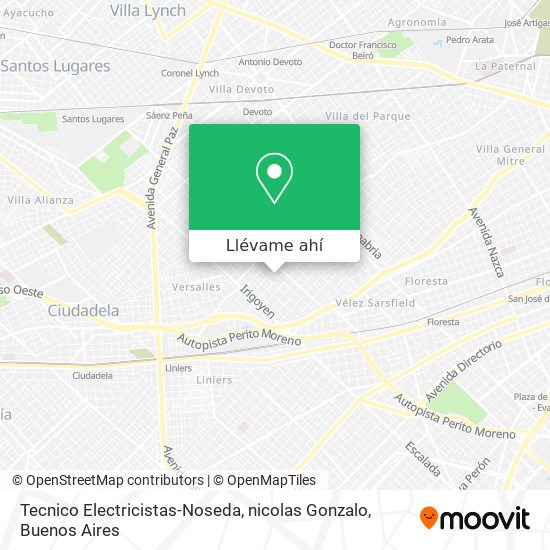 Mapa de Tecnico Electricistas-Noseda, nicolas Gonzalo