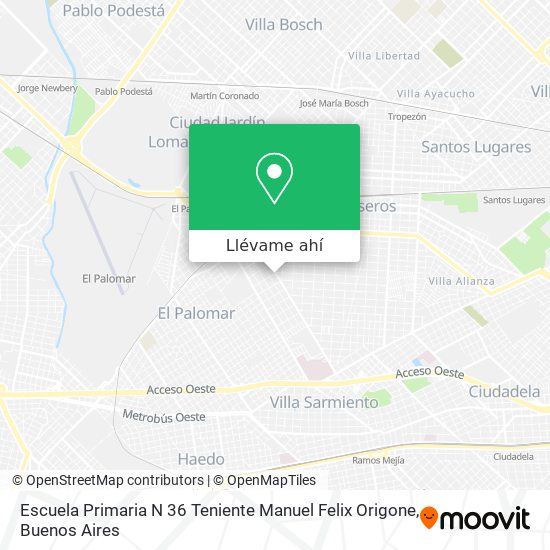 Mapa de Escuela Primaria N 36 Teniente Manuel Felix Origone